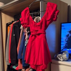 SHEIN Red Ruffled Jumpsuit